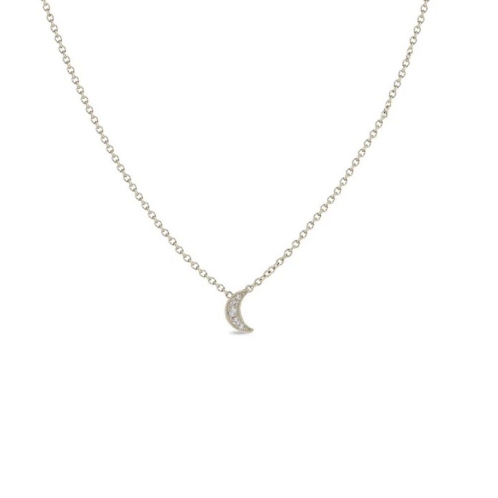 ZOË CHICCO Pavé Diamond Moon Necklace